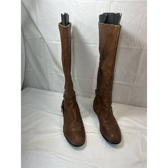 Enzo Angiolini Valetta Tan Leather Knee High Tall Riding Boots Size 8.5 M - Picture 1 of 11